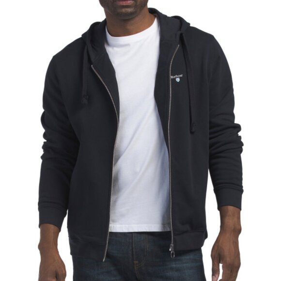 NEW BARBOUR Wallington Zip Hoodie navy cotton blend 763mn